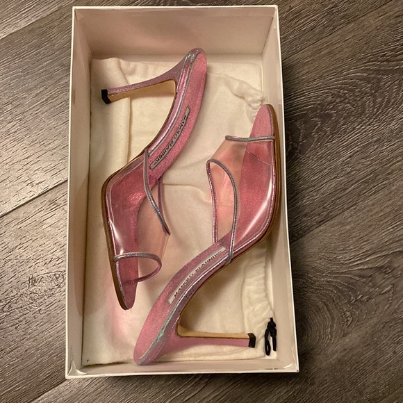 Vintage Manolo Blahnik Astuta lucite slide heels. NIB 38 - Picture 6 of 14